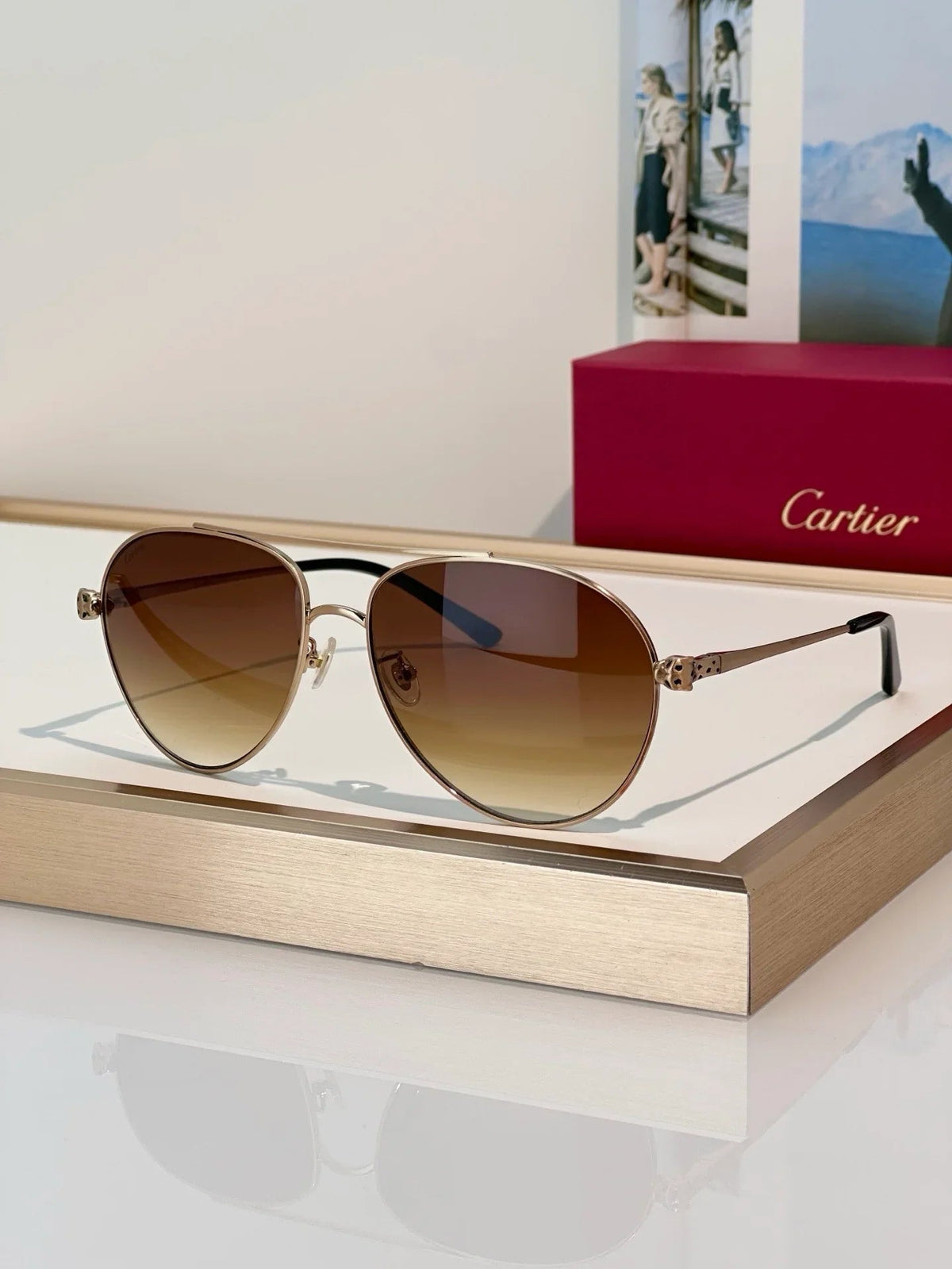 Cartier Panthère De Cartier 60MM Aviator Unisex Sunglasses 🐆