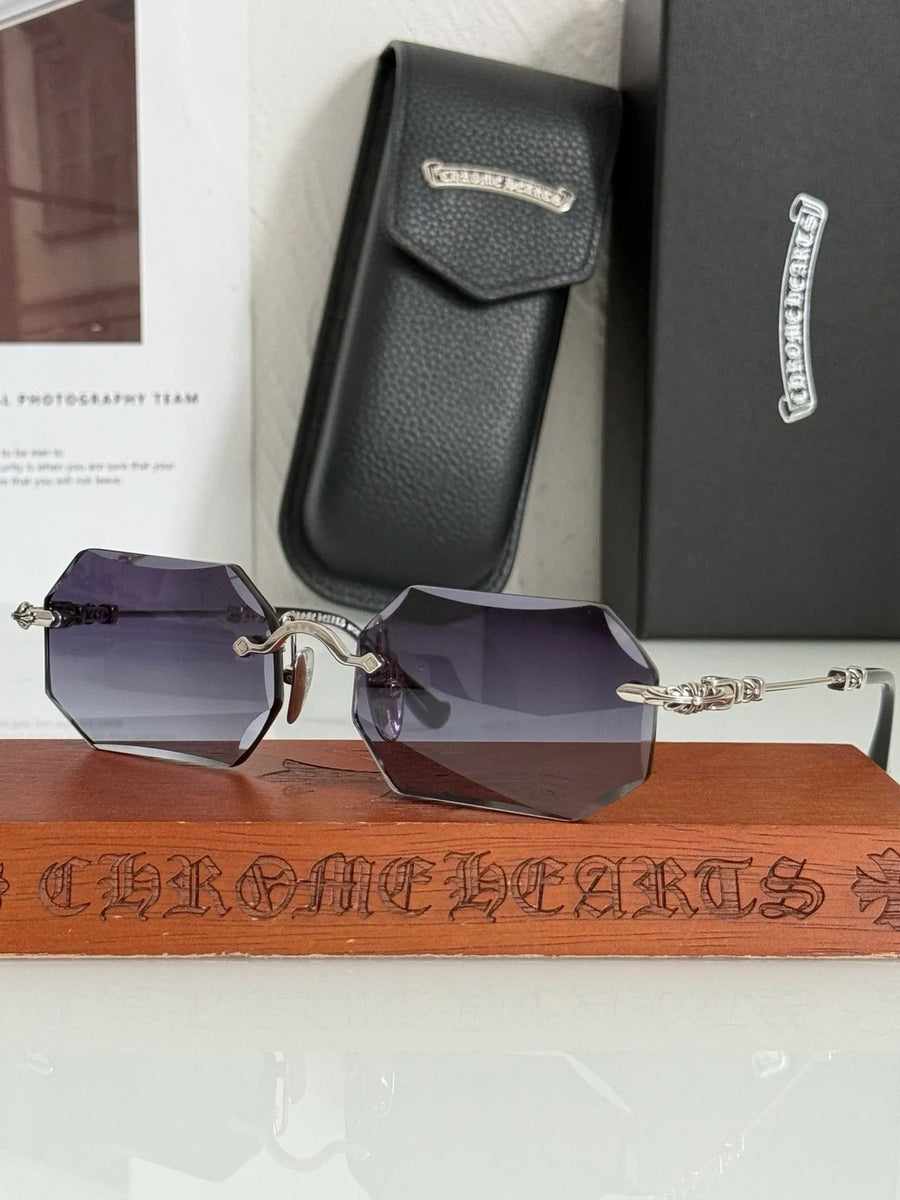 CHROME HEARTS PILLS V Floral Temple Rimless Photochromic Glasses ⚜️