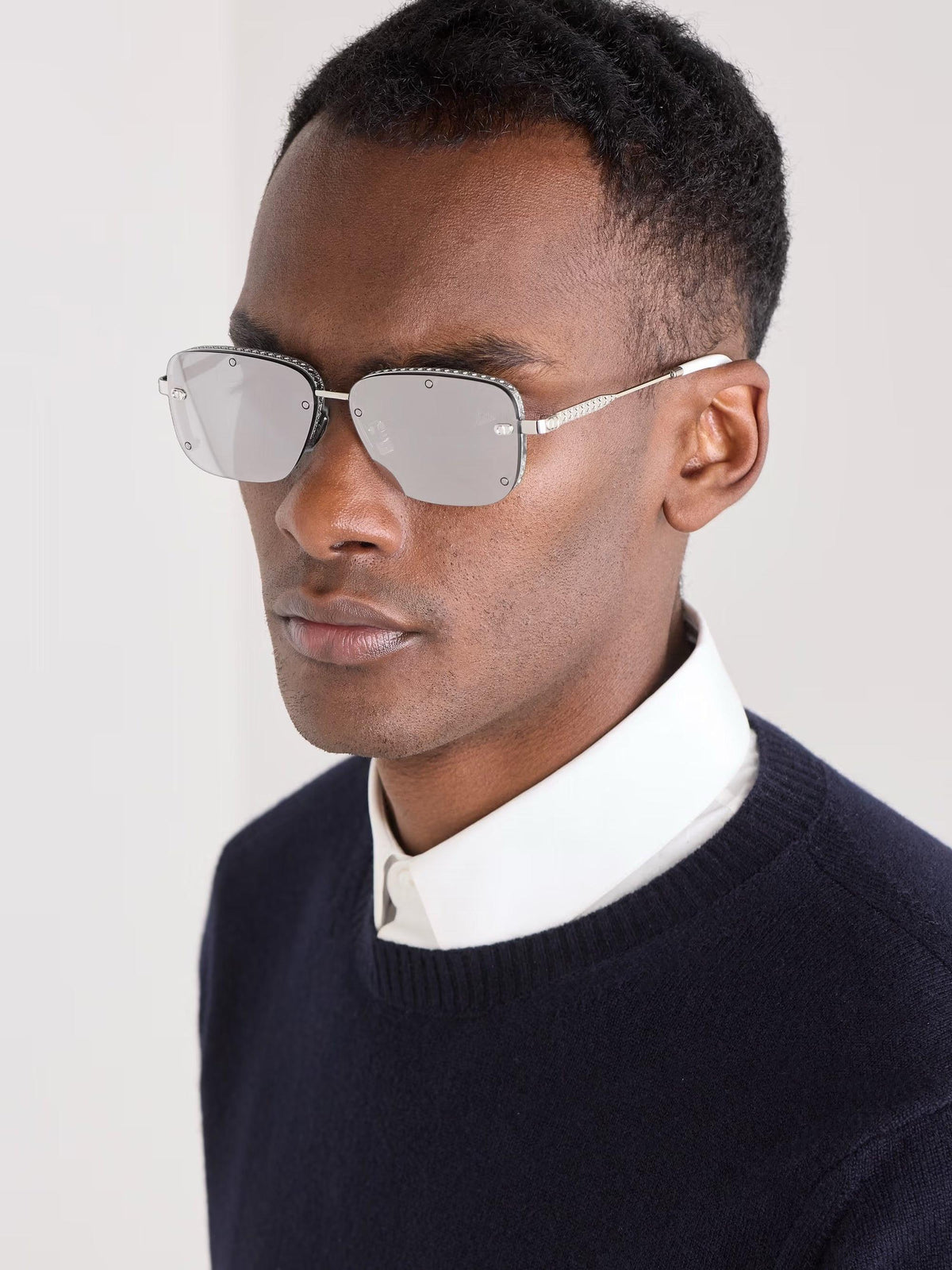 DIOR HOMME  NeoDior S4U Rectangle-Frame Gunmetal-Tone Sunglasses✨