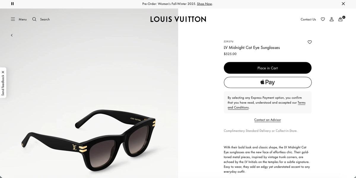 Louis Vuitton Z2927U LV Midnight Cat Eye Sunglasses   ✨